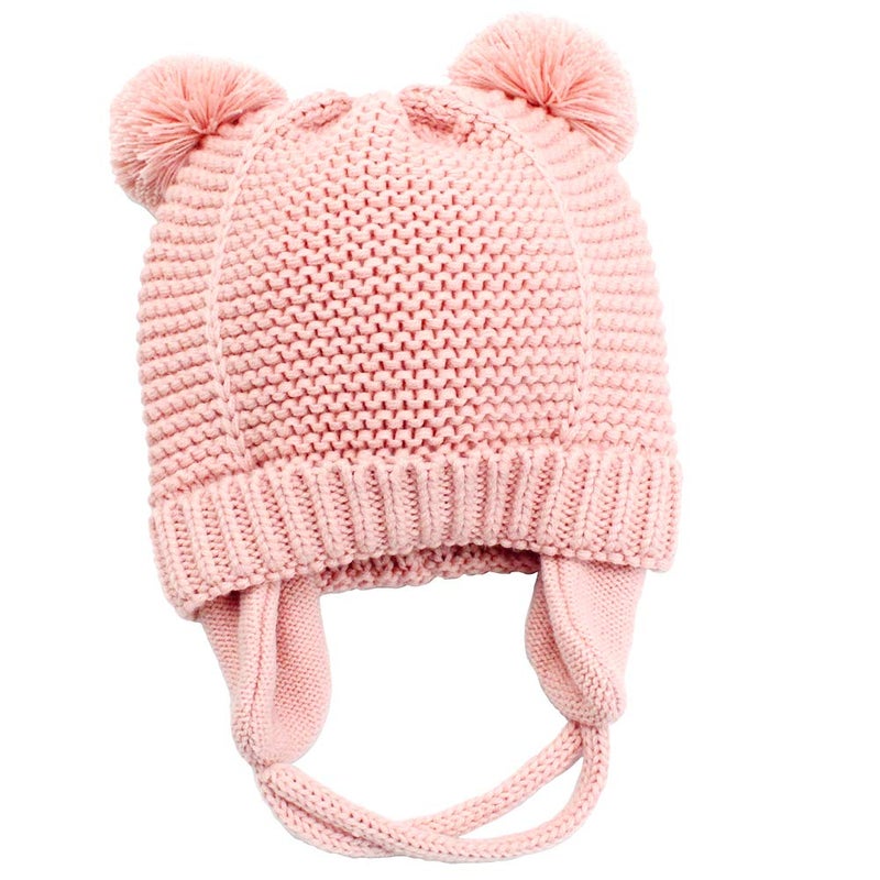 Paladoo Baby Beanie Hat Warm Fleece Lining 0-6 Months Winter Pink - Image 1